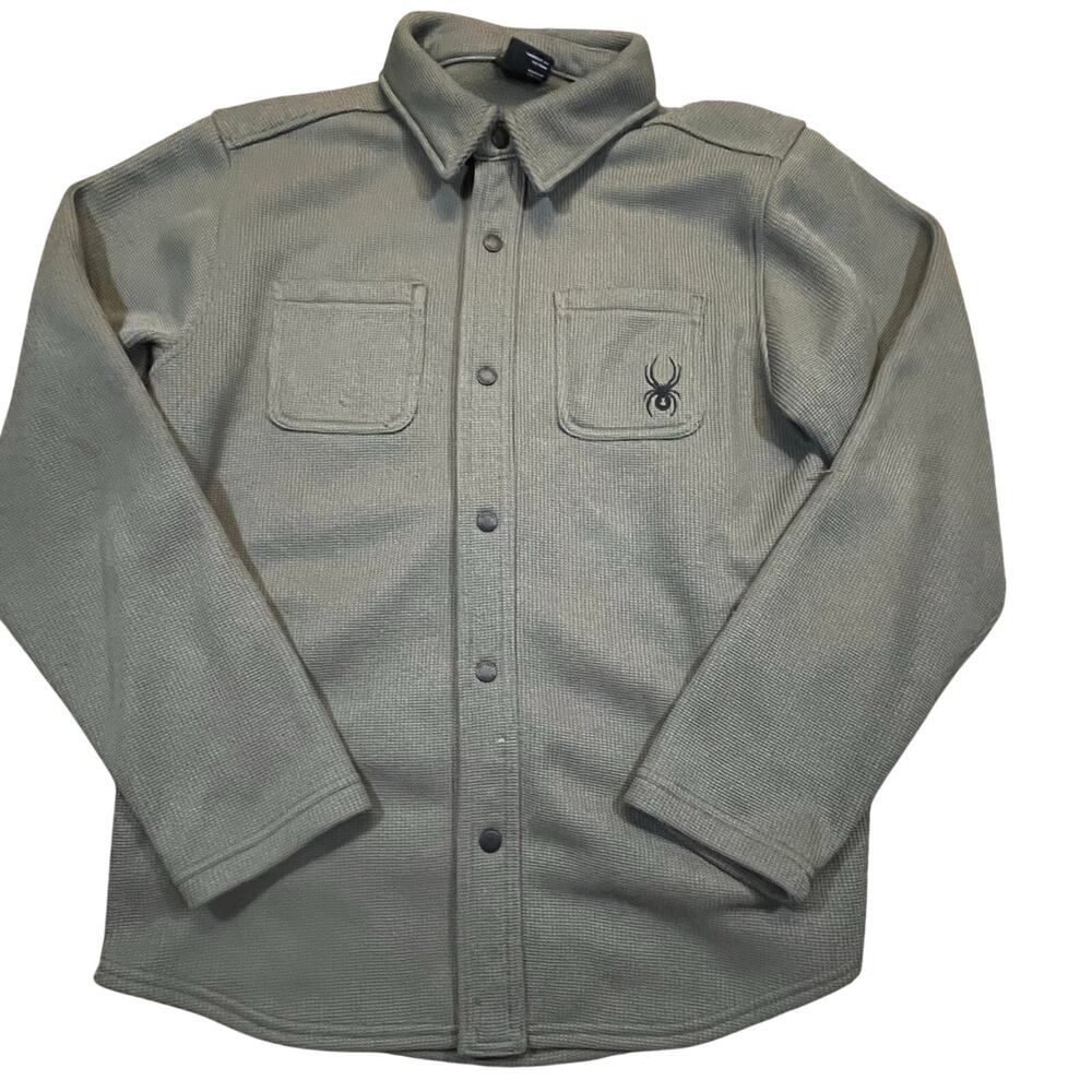 Spyder Men’s Small Gray Fleece Shacket Button Front Warm Casual Layer